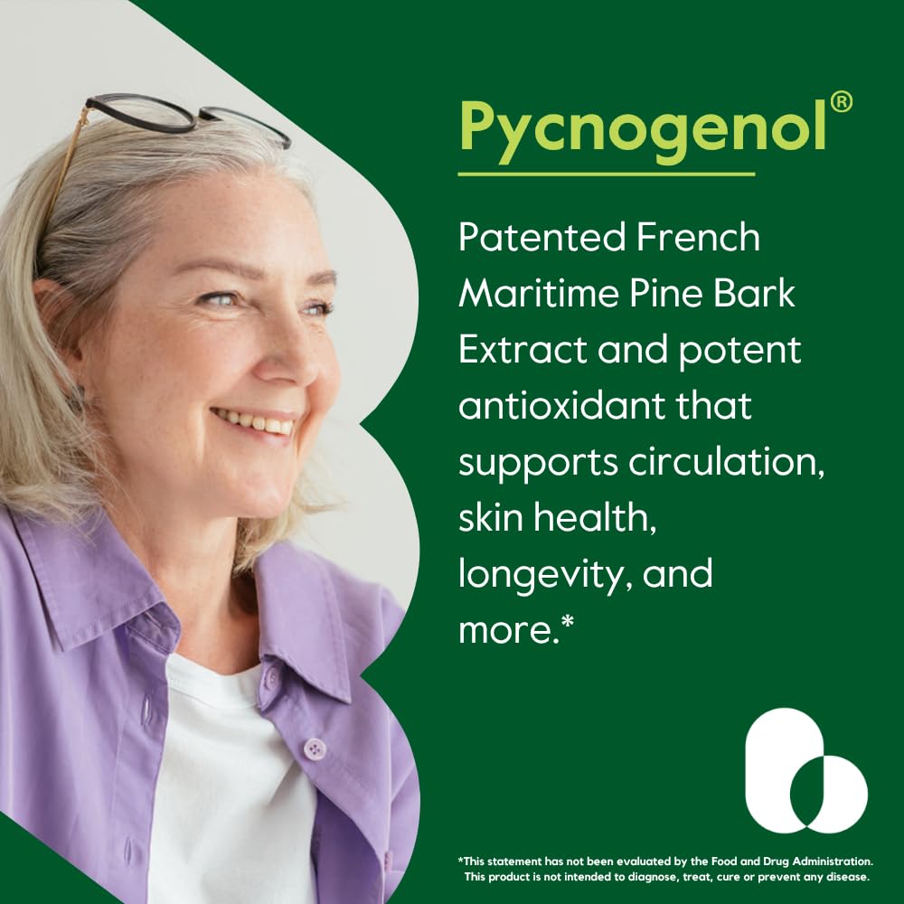 BESTVITE Pycnogenol 100mg capsules sur une surface blanche