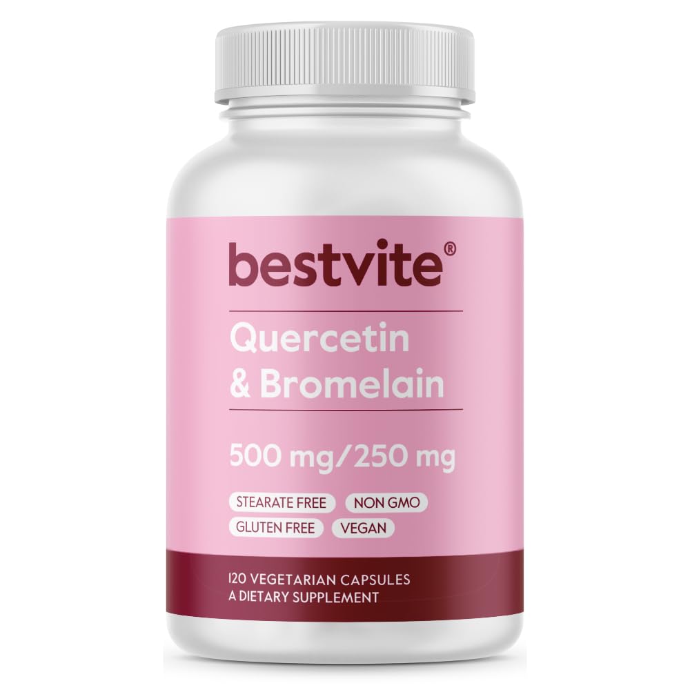 BESTVITE Quercétine et Bromélaïne 500mg 120 Veg Caps vue de face