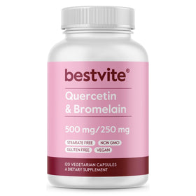 BESTVITE Quercétine et Bromélaïne 500mg 120 Veg Caps vue de face