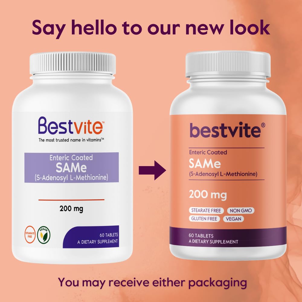 BESTVITE SAM-e 200 mg comprimés, étiquette avec ingrédients
