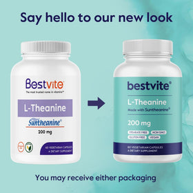 BESTVITE Suntheanine L-Theanine 200mg, vue de l'étiquette des ingrédients