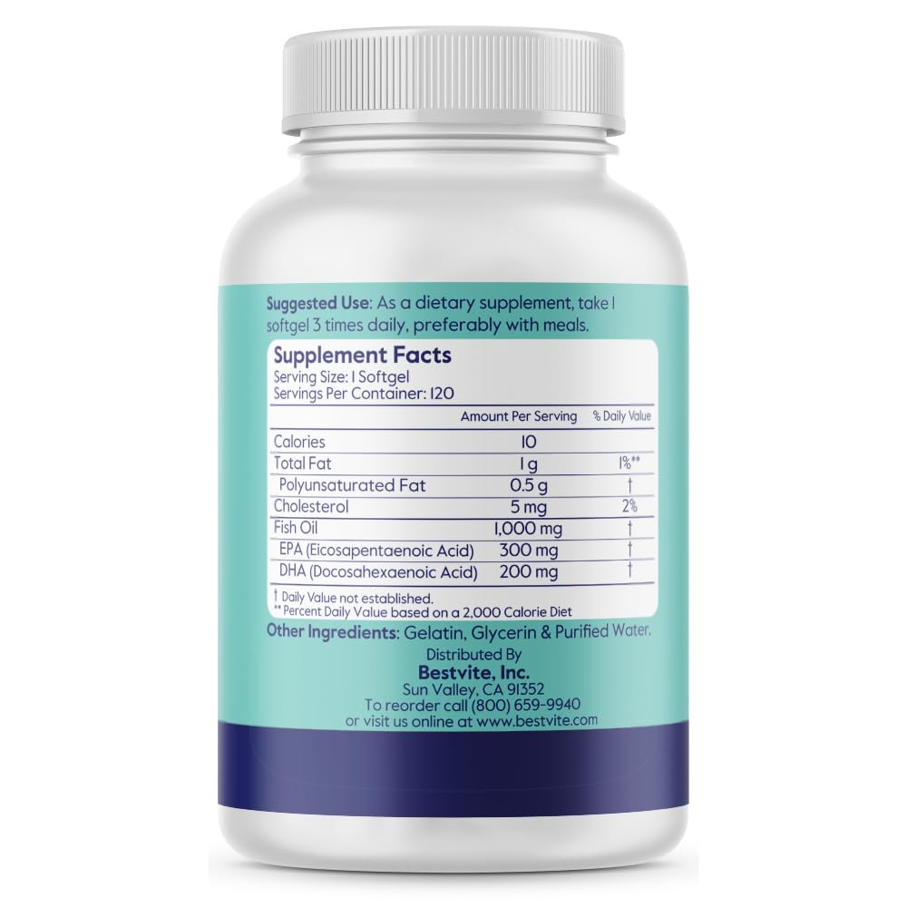 BESTVITE Super Omega-3 1000mg gélules sur un fond blanc