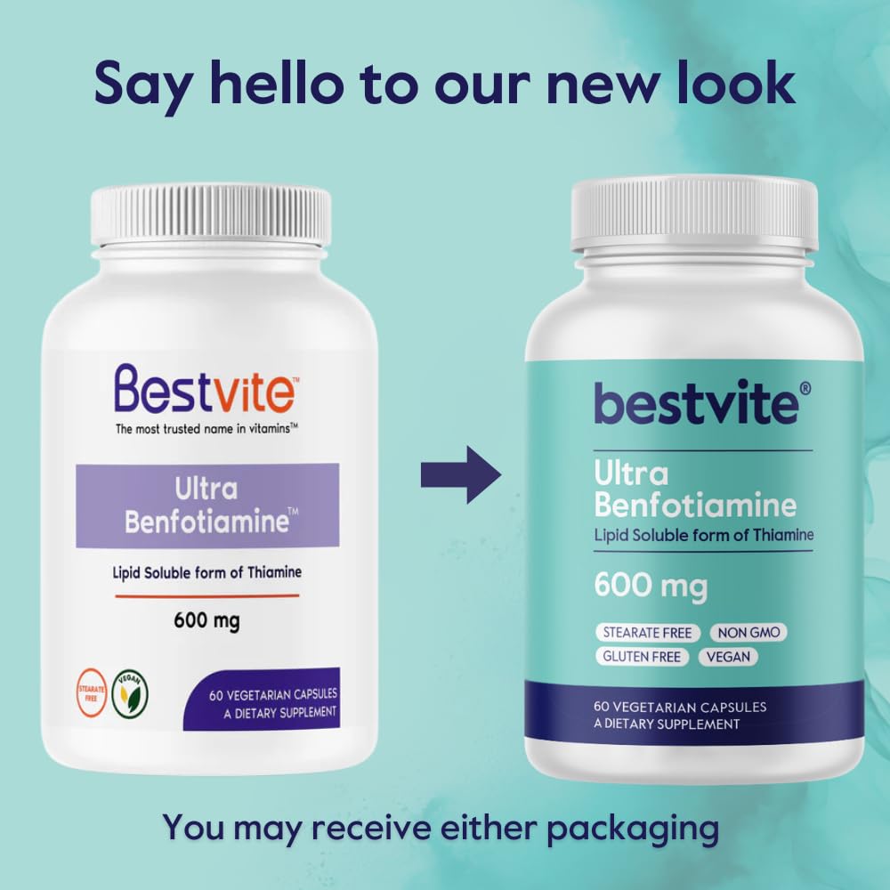 BESTVITE Ultra Benfotiamine 600mg capsules open bottle