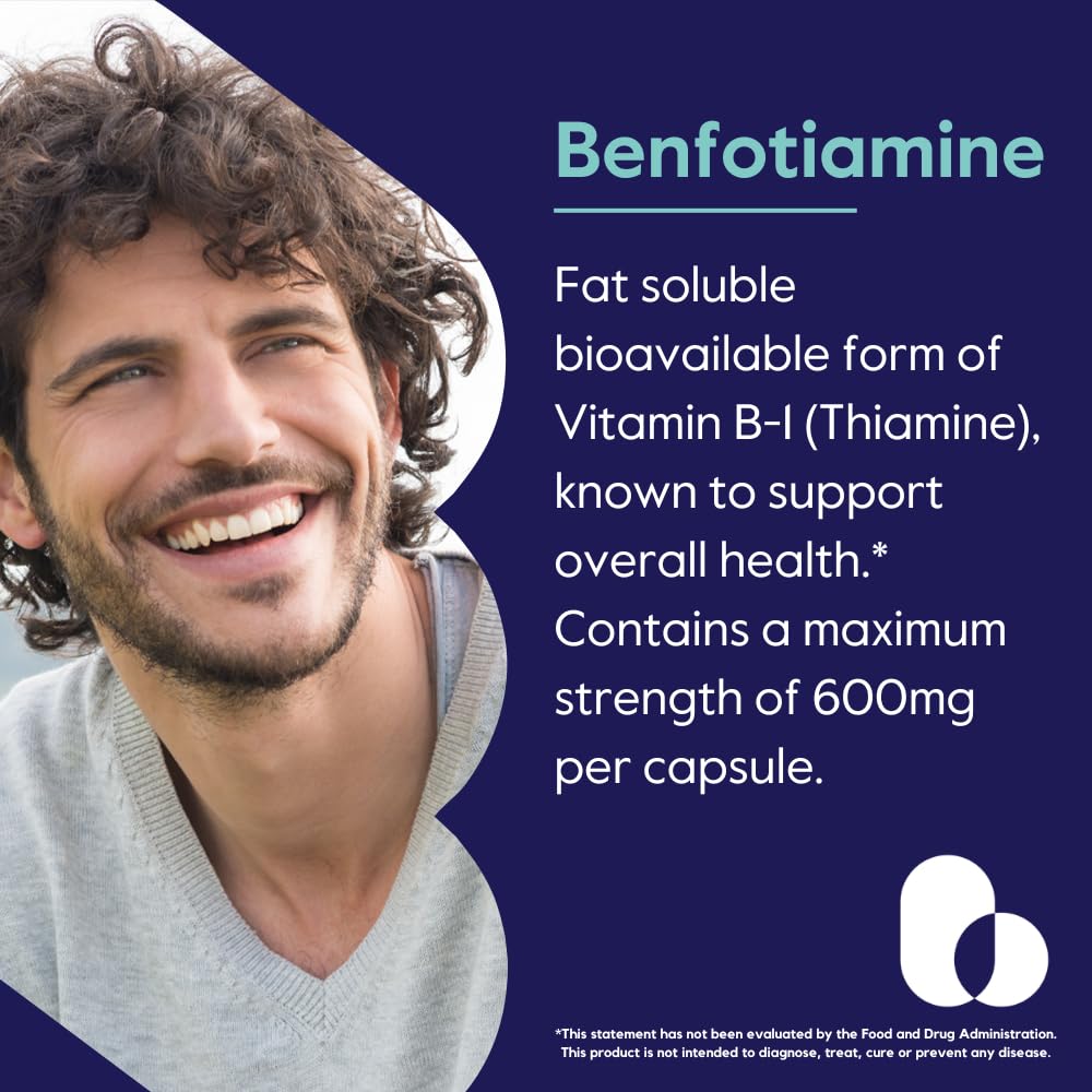 BESTVITE Ultra Benfotiamine 600mg capsules side view with label