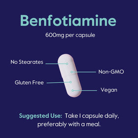 BESTVITE Ultra Benfotiamine 600mg capsules with a measuring spoon