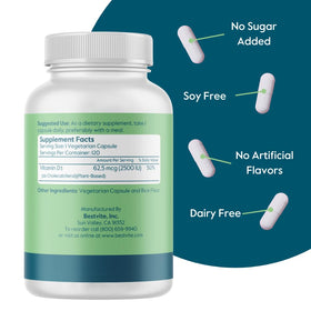 BESTVITE Vegan D3 2500 IU 120 capsules végétales côté
