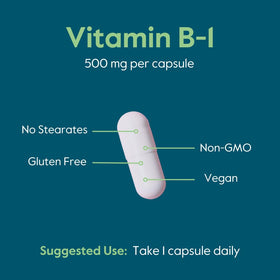 BESTVITE Vitamine B-1 500mg capsules sur une table
