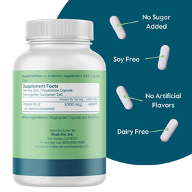 BESTVITE Vitamine B12 Methylcobalamine 240 capsules végétales