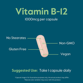 BESTVITE Vitamine B12 Methylcobalamine capsules sur une table