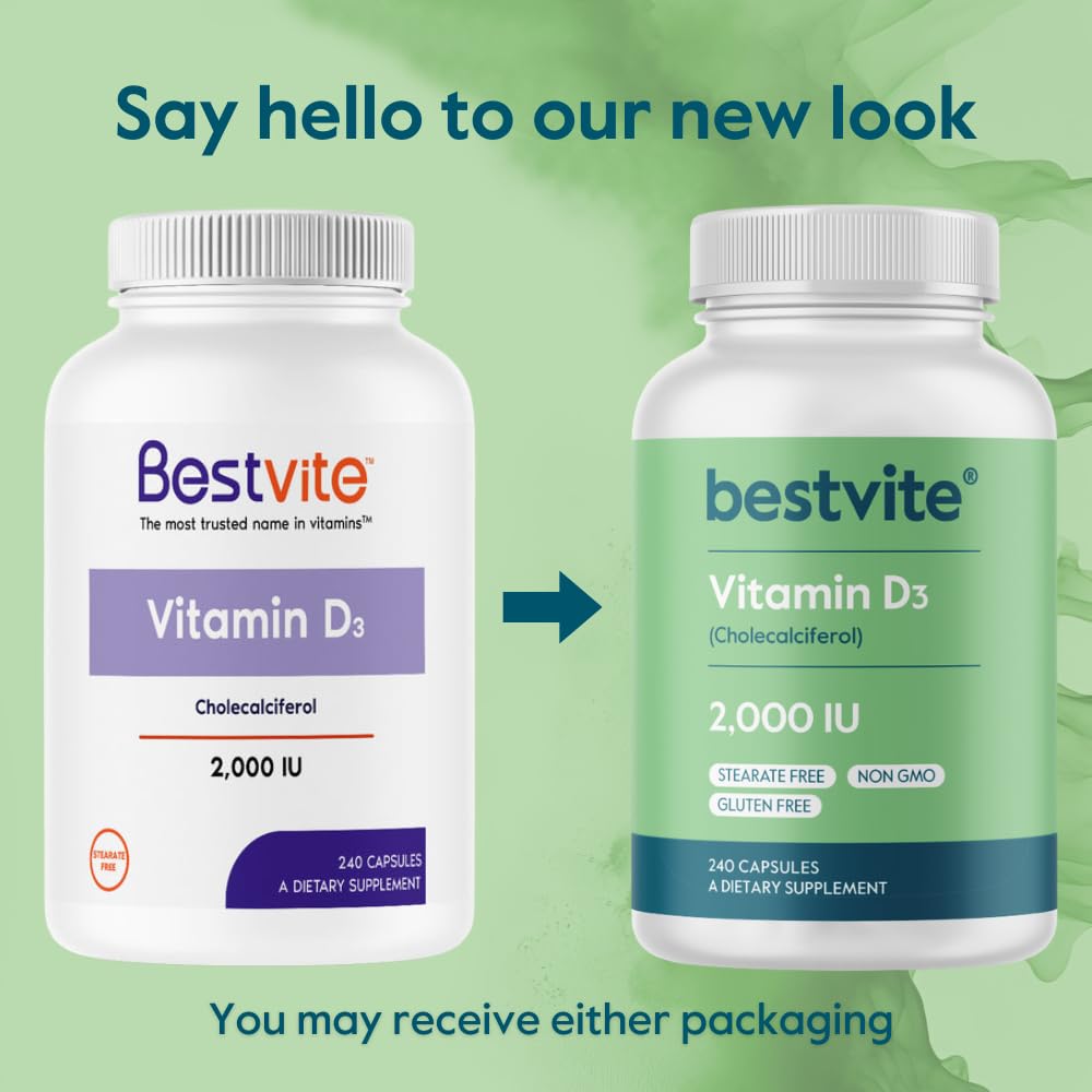 BESTVITE Vitamine D3 2000 UI 240 gélules, étiquette détaillée