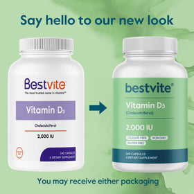 BESTVITE Vitamine D3 2000 UI 240 gélules, étiquette détaillée
