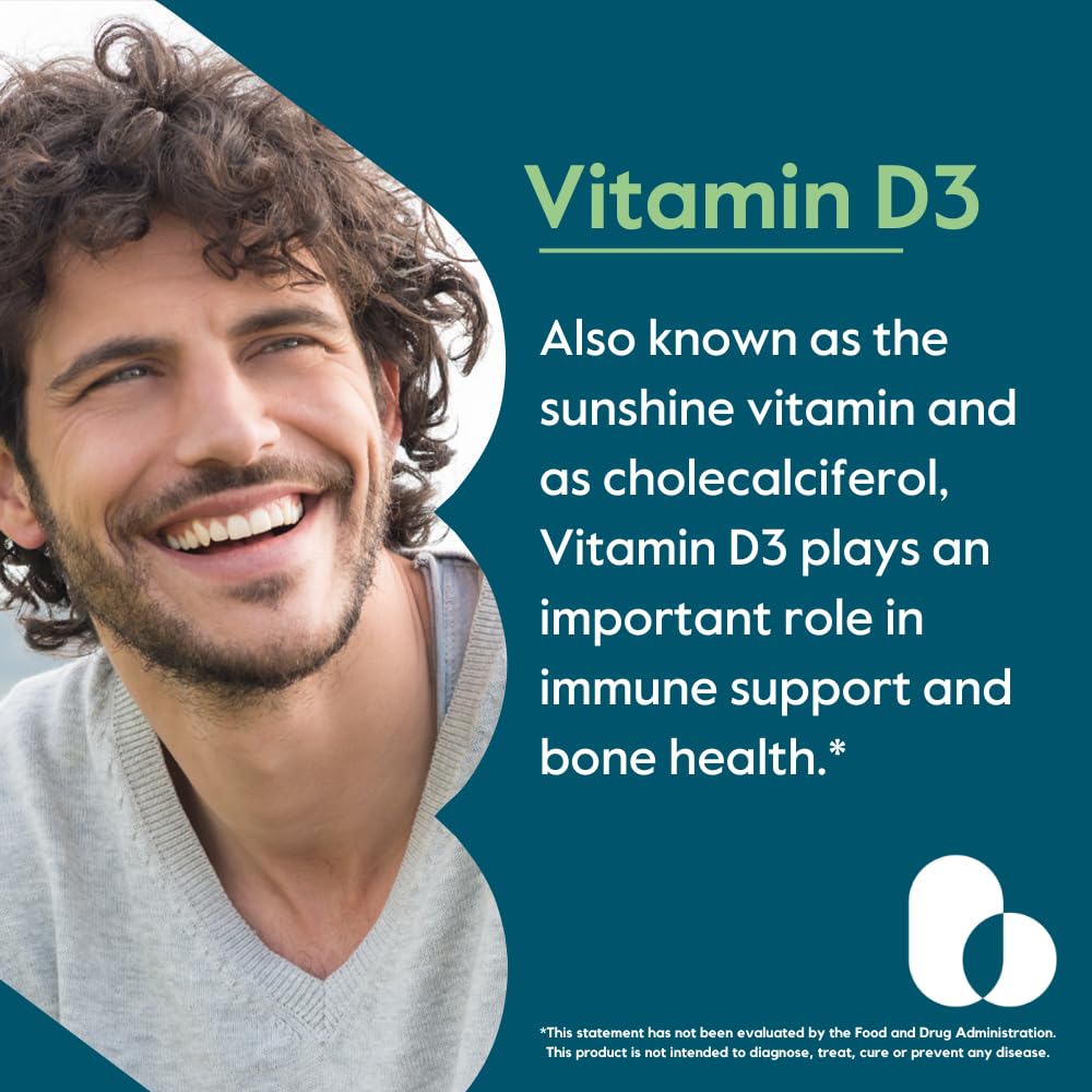 BESTVITE Vitamine D3 2000 UI 240 gélules, gélule à côté de l'emballage