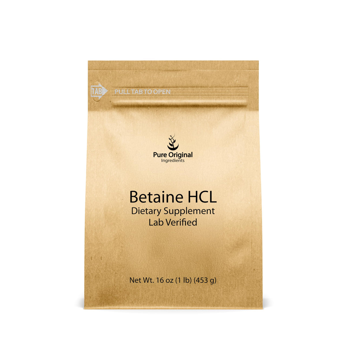 Betaine HCL PURE ORIGINAL INGREDIENTS 472g vue de face