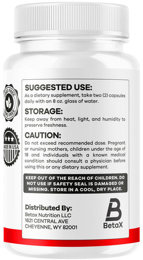 BetaX Hemavex Capsules et un verre d'eau