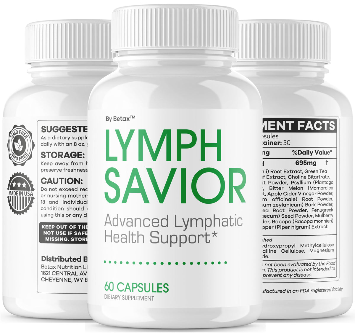 BetaX Lymph Savior, capsules dans un bol en bois