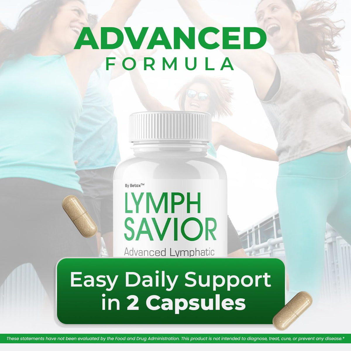 BetaX Lymph Savior, flacon ouvert avec capsules à l'intérieur