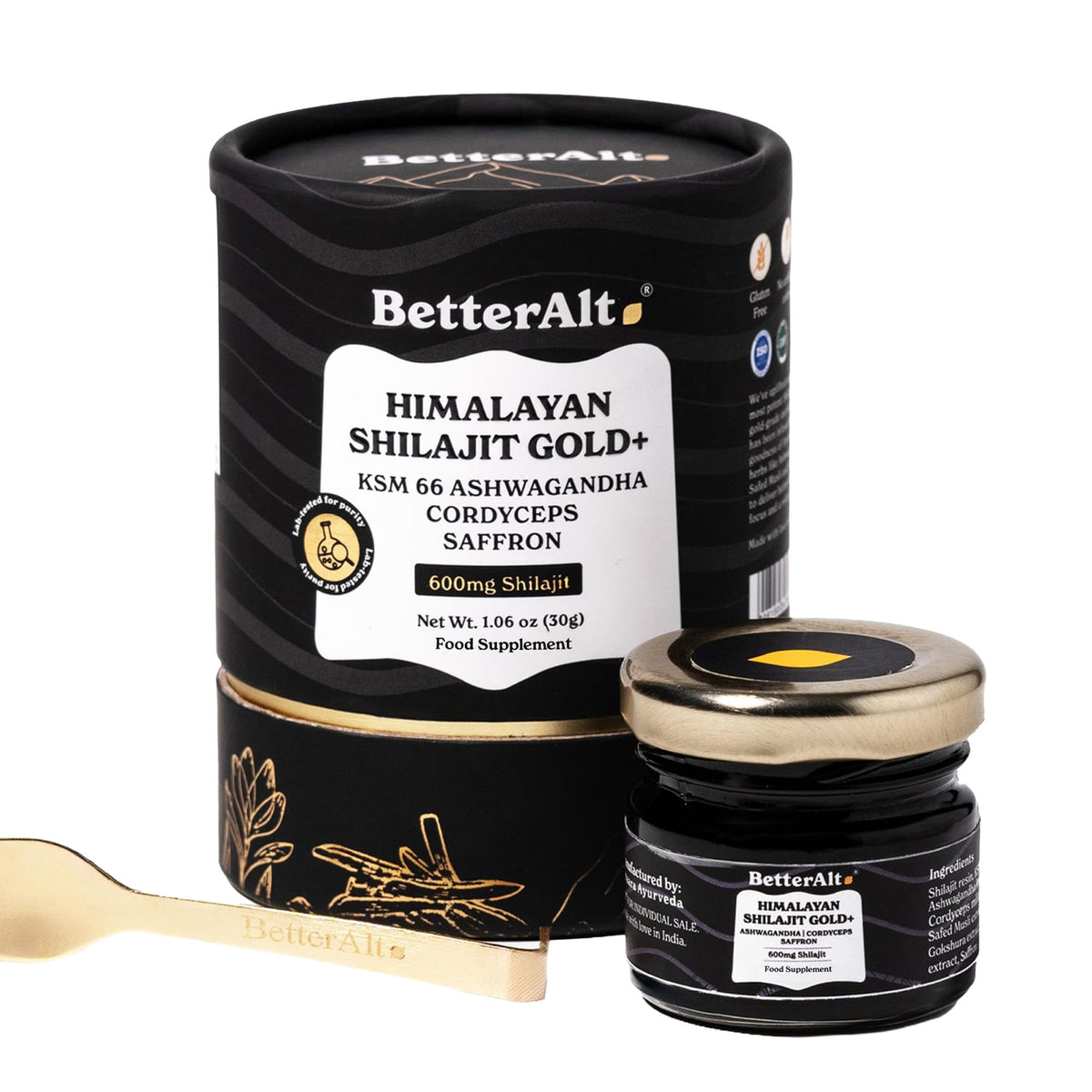 Better Alt Shilajit Gold + Cordyceps 600mg vue de face