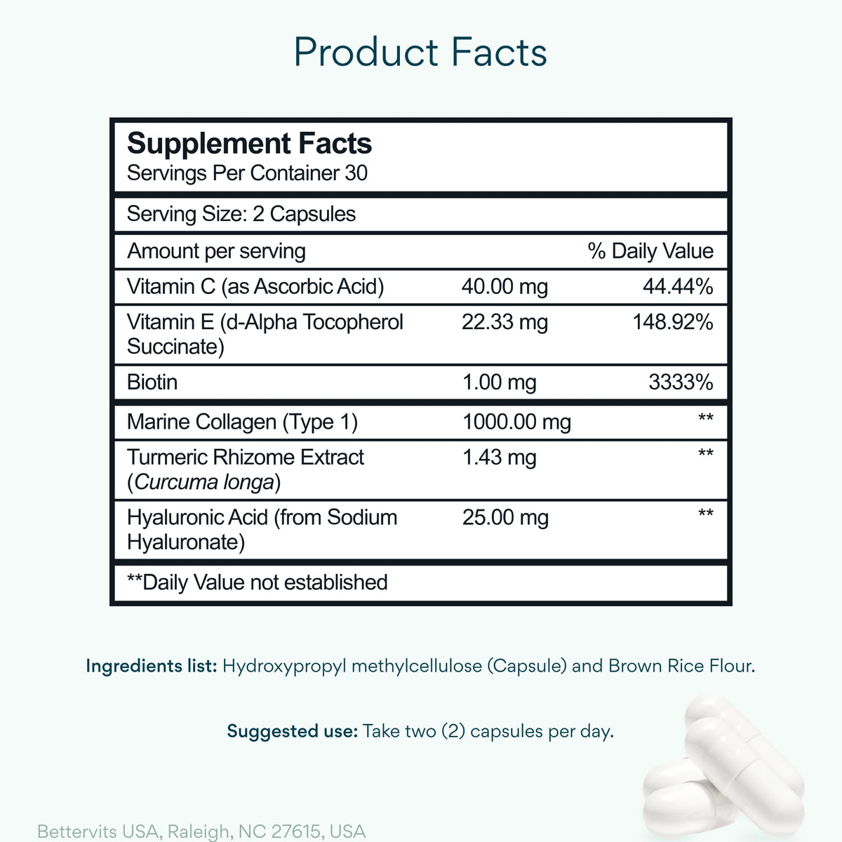 Bettervits Collagen Peptides Complex capsules sur une table