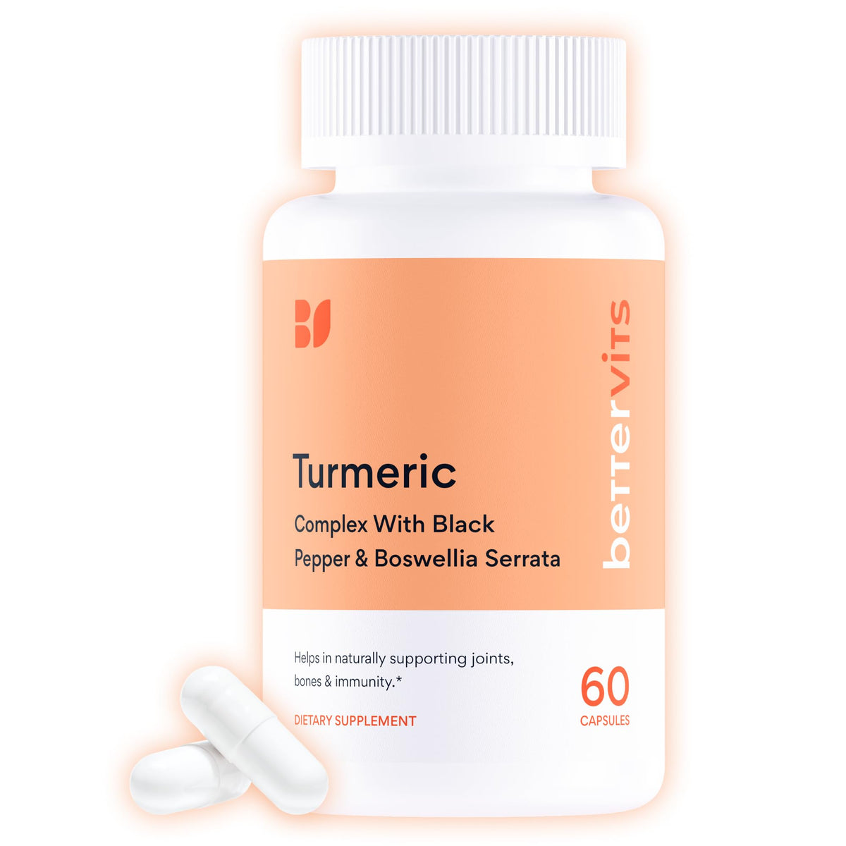 Bettervits Curcuma 1000mg 60 capsules vue avant avec emballage