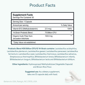 Bettervits Probiotiques 75 milliards CFU capsules