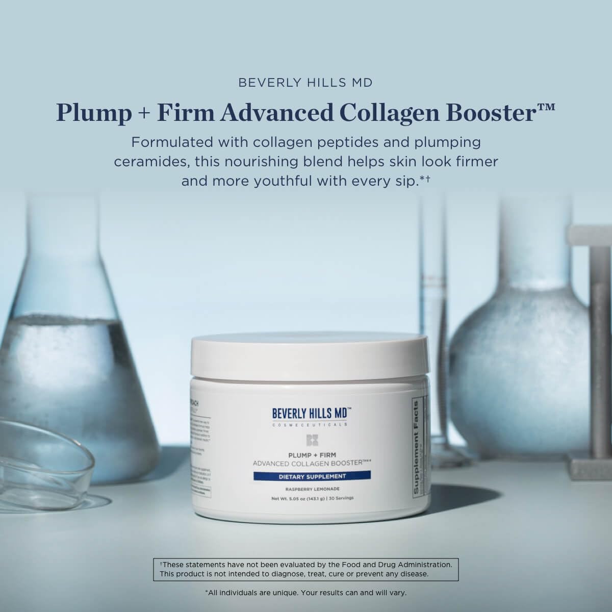Beverly Hills MD Plump + Firm Collagen support 222g vue de côté
