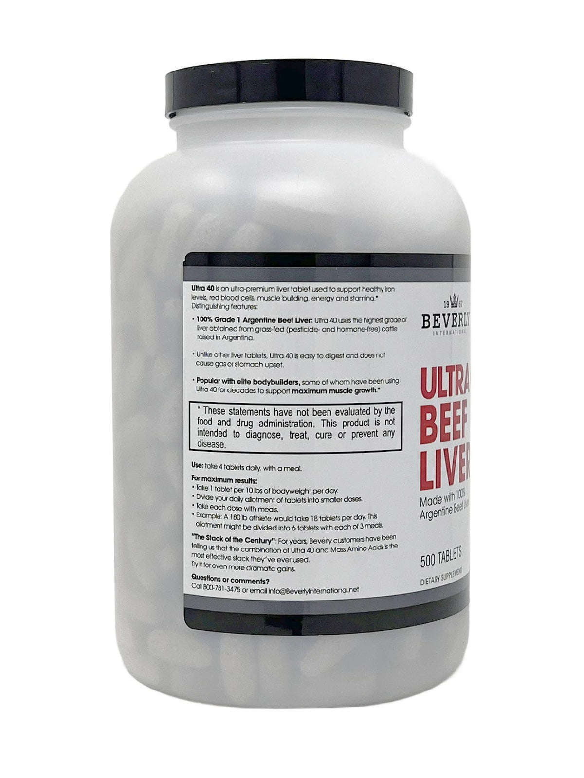 Beverly International Ultra 40 emballage avec informations nutritionnelles