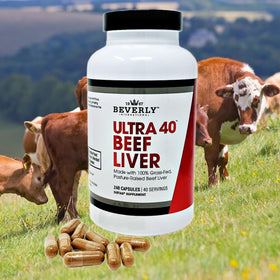 Beverly International Ultra 40 Foie de Boeuf 240 gélules avec étiquette visible