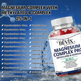 BEVIX Gummies Complex Magnésium 222g côté montrant la texture