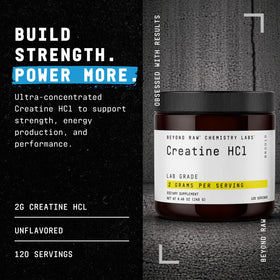 BEYOND RAW Creatine HCl 120 portions dos de la boîte