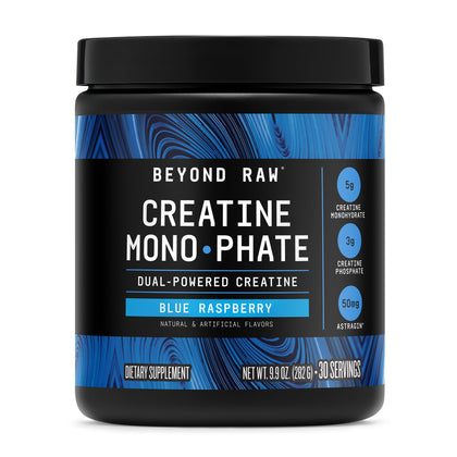 BEYOND RAW Créatine Monohydrate 363g Framboise Bleue vue de face