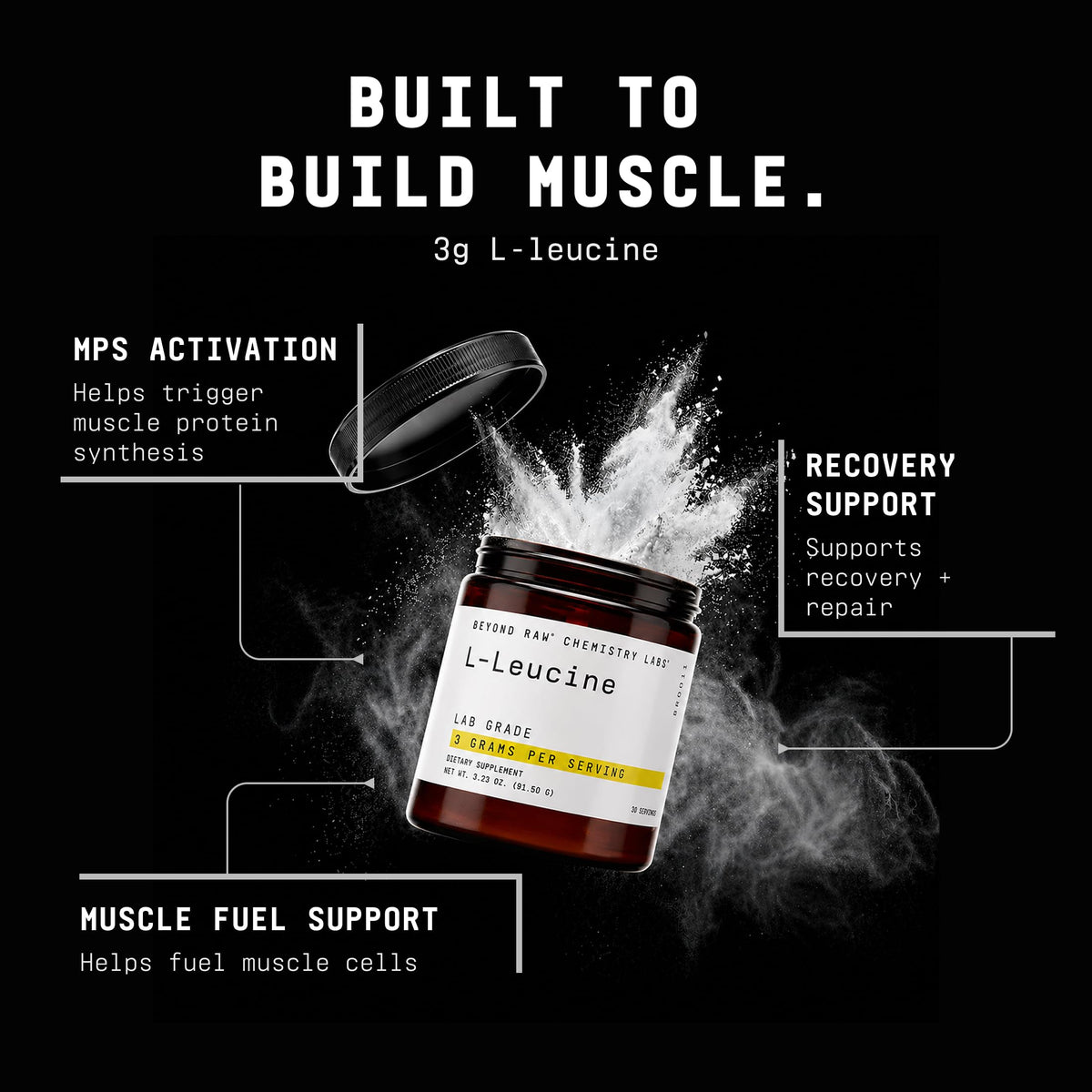 BEYOND RAW Poudre L-Leucine 281g en utilisation avec un shaker