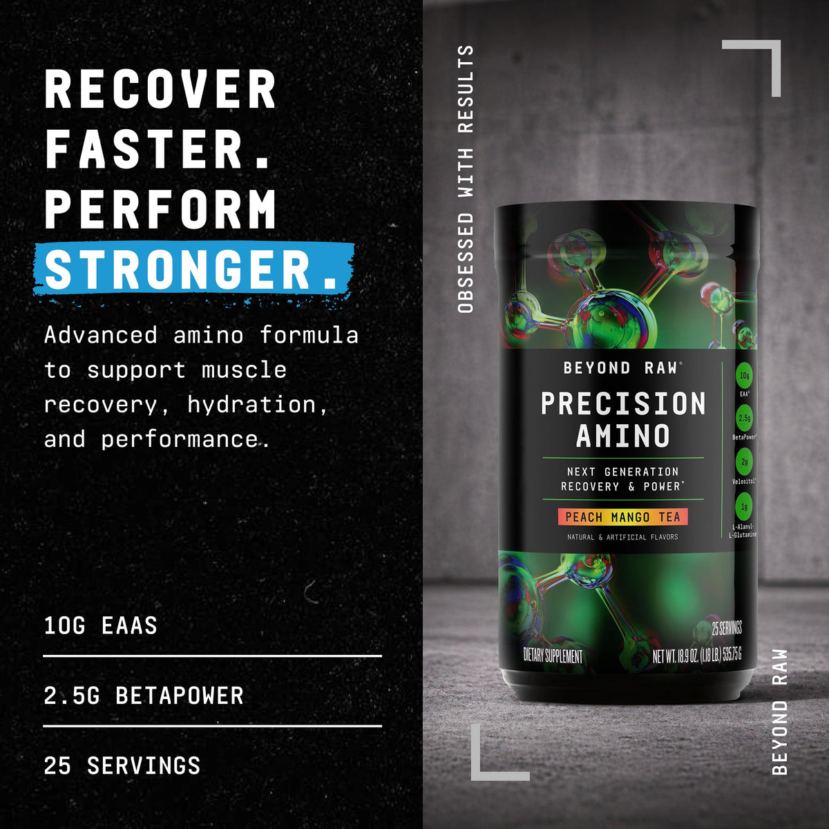 BEYOND RAW Precision Amino 640g peach mango tea flavor