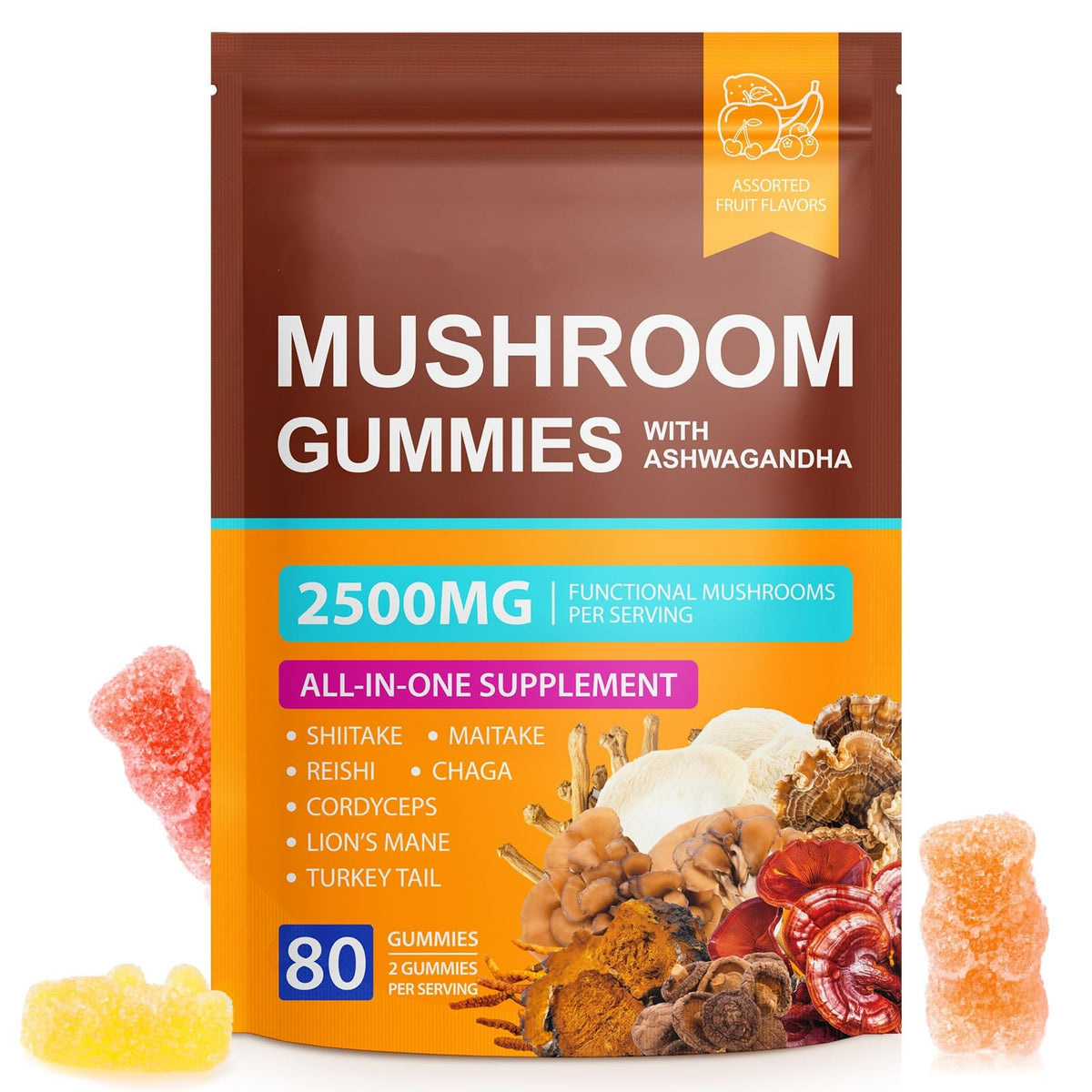 Beyxdu Gummies Champignon 2500mg avec emballage avant
