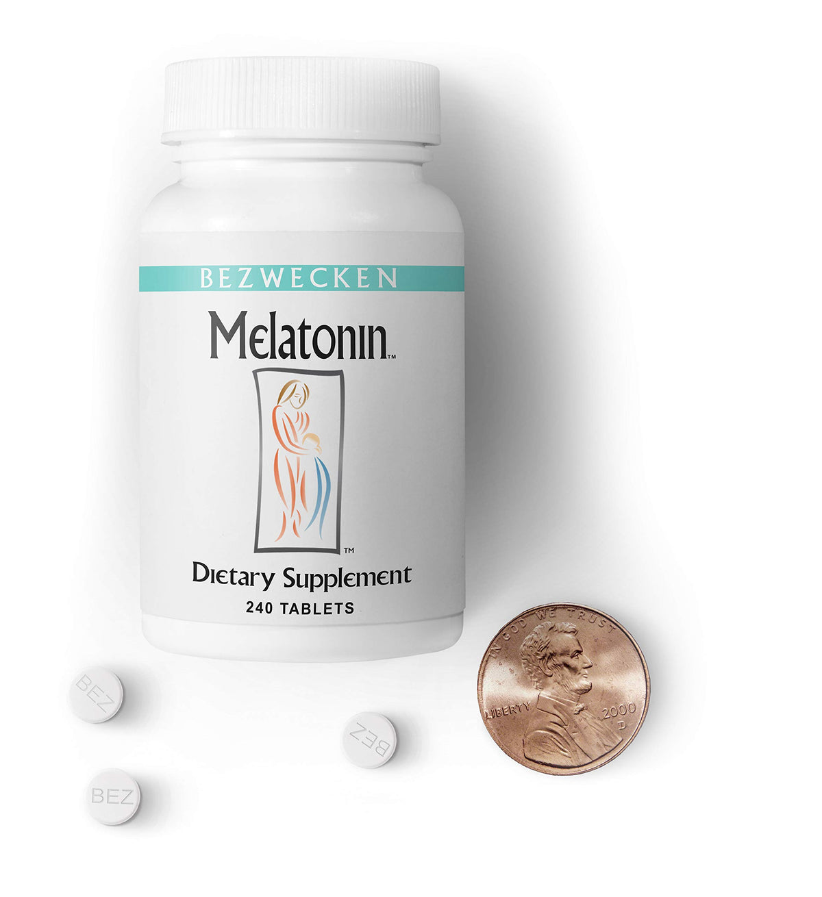 Bezwecken Melatonin comprimé de 1,25mg sur fond blanc