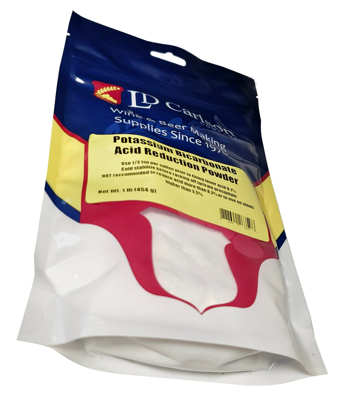 Bicarbonate de Potassium Home Brew Ohio 508g près d'une bouteille de vin