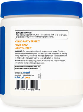 Bicarbonate de Potassium Nutricost sur une table en bois