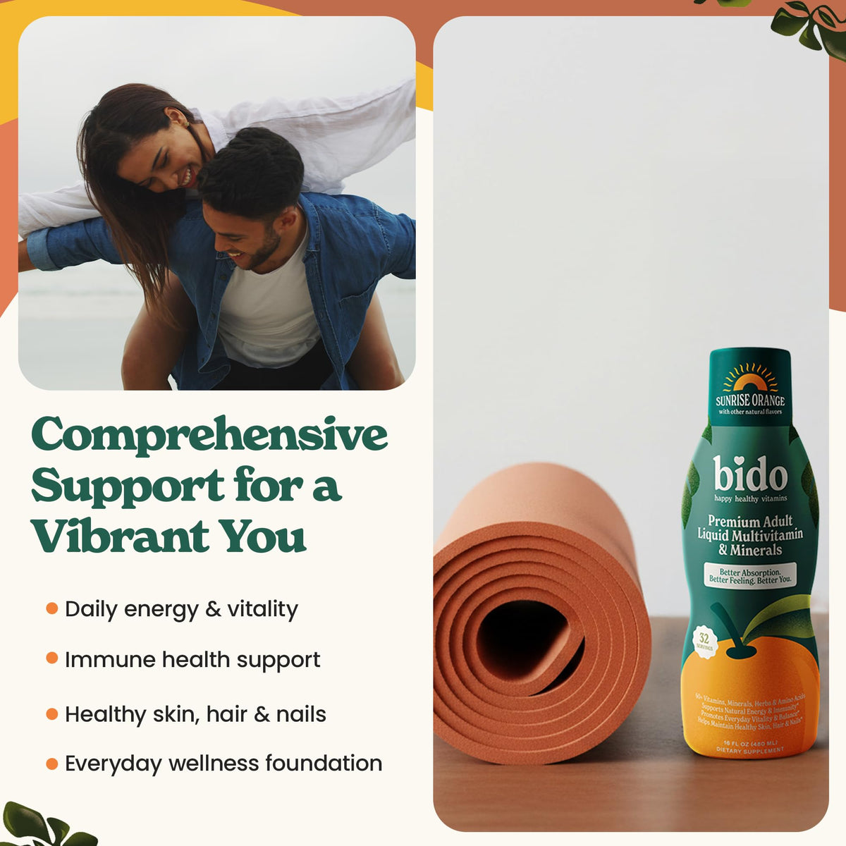 Bido Multivitamines Liquides Adultes 60+ Nutriments Orange, ambiance de prise