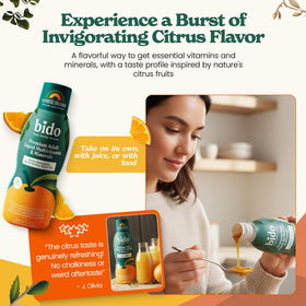 Bido Multivitamines Liquides Adultes 60+ Nutriments Orange, étiquette des ingrédients