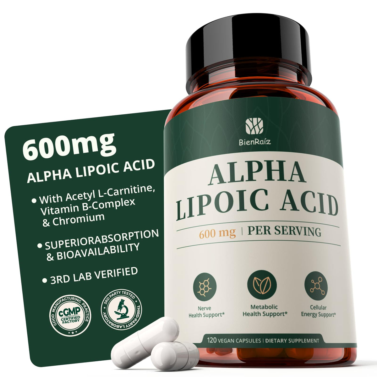 BienRaíz Acide Alpha Lipoïque 600mg boîte avant vue