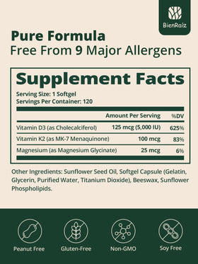 BienRaíz D3 K2 5000UI 100mcg MK7 gélules avec emballage