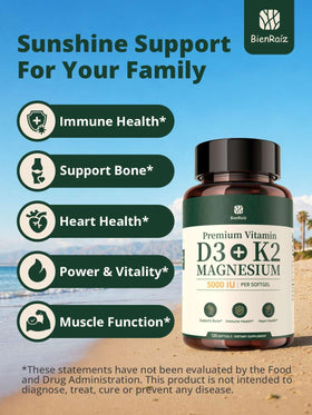 BienRaíz D3 K2 5000UI 100mcg MK7 gélules et flacon