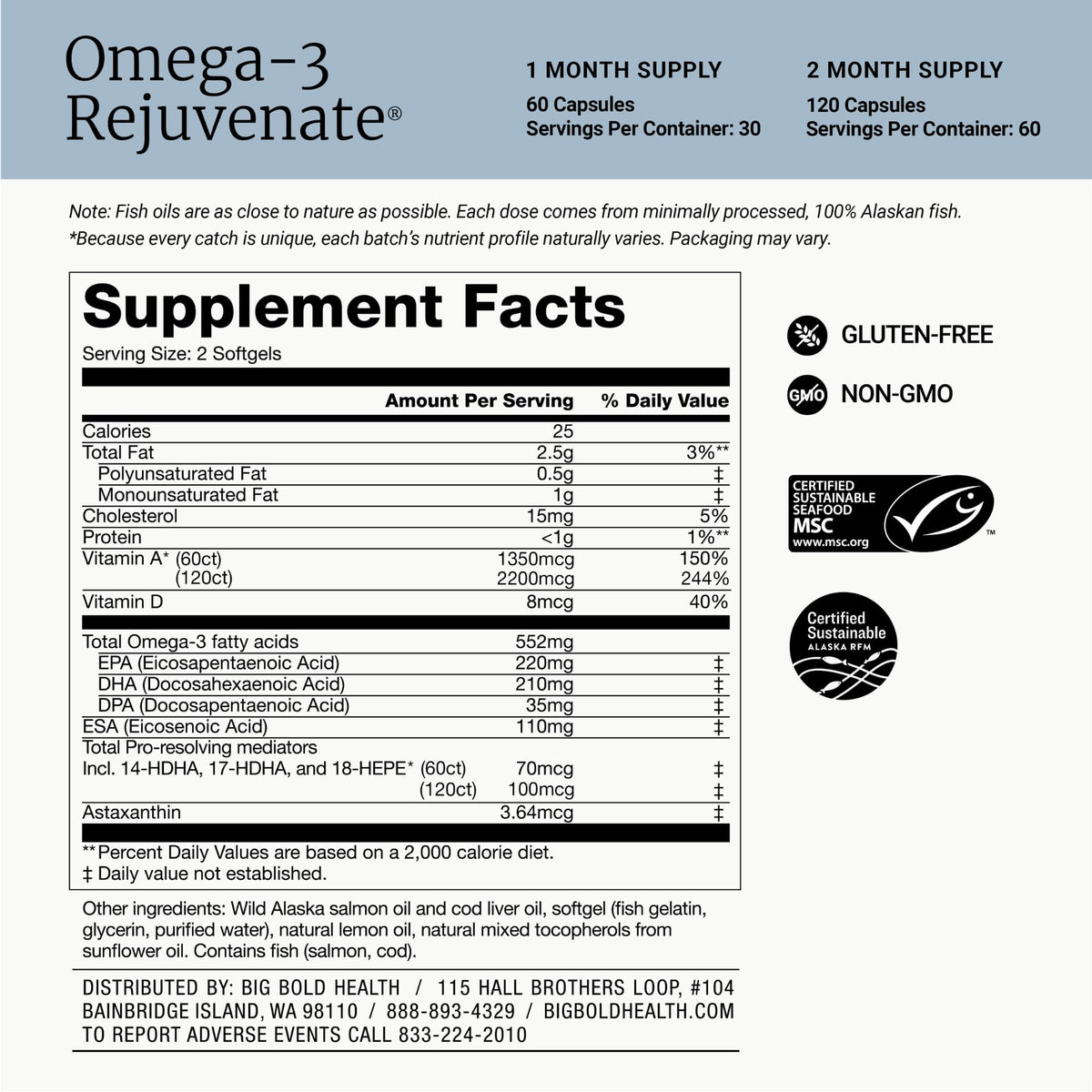 BIG BOLD HEALTH Omega-3 gélules ouvertes montrant le contenu