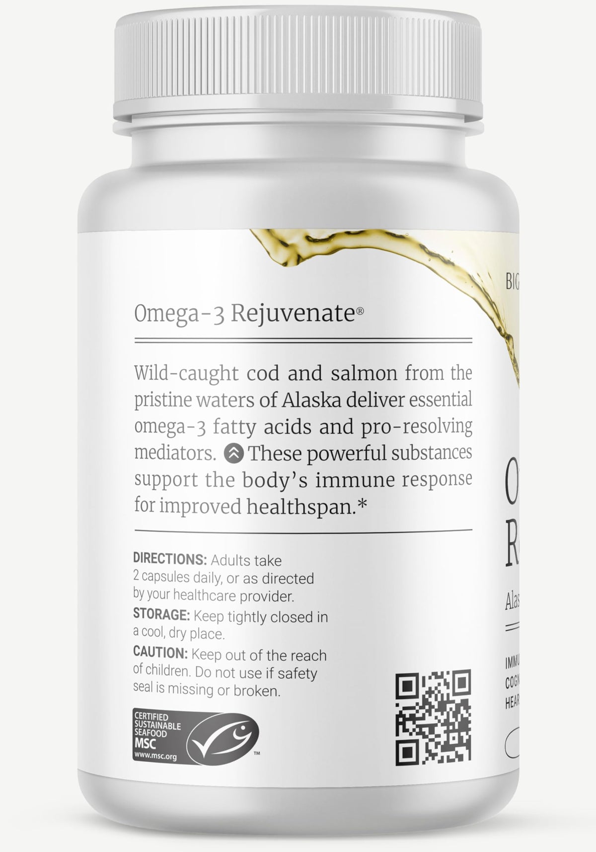 BIG BOLD HEALTH Omega-3 Huile de Poisson Sauvage étiquette détaillée