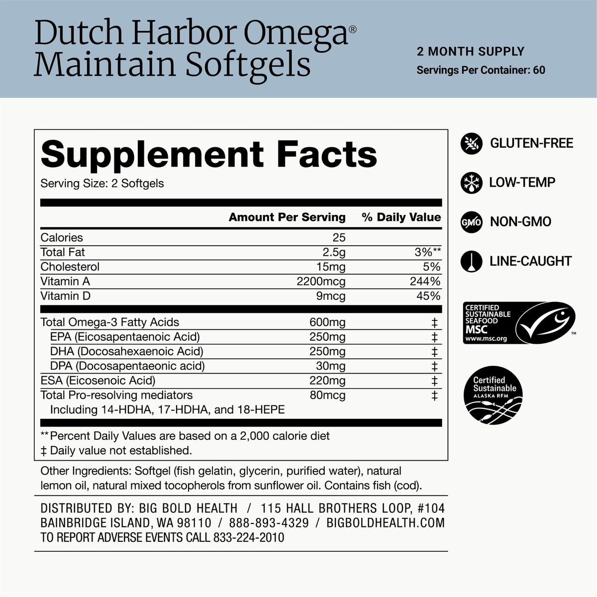 BIG BOLD HEALTH Omega Maintain 120 Softgels avec citron