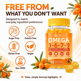 BIGBIO Gummies Omega 3-6-7-9 1200mg arrière du pot