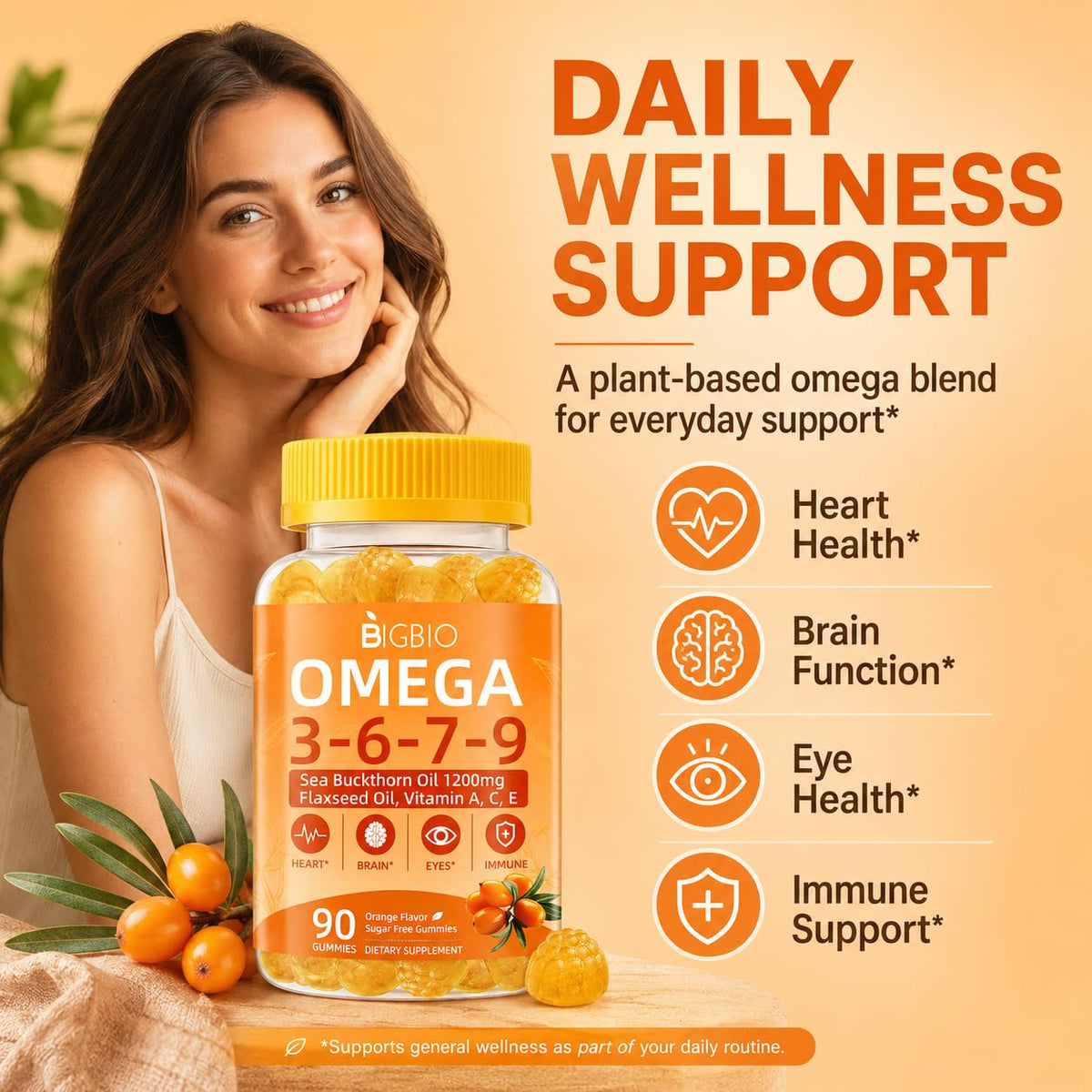 BIGBIO Gummies Omega 3-6-7-9 1200mg gummies orange