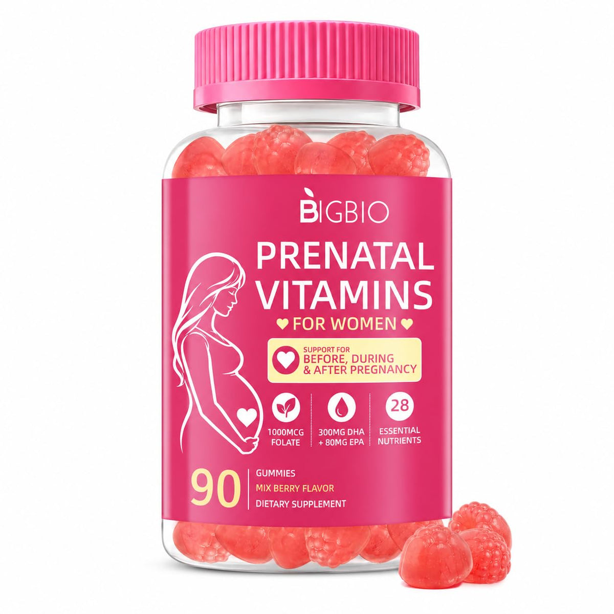 BIGBIO gummies prénatales 90 unités en emballage
