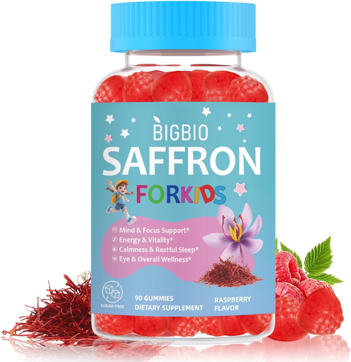BIGBIO gummies Saffron pour enfants 90 gummies pot