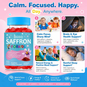BIGBIO gummies Saffron pour enfants, ingrédients sur l'étiquette