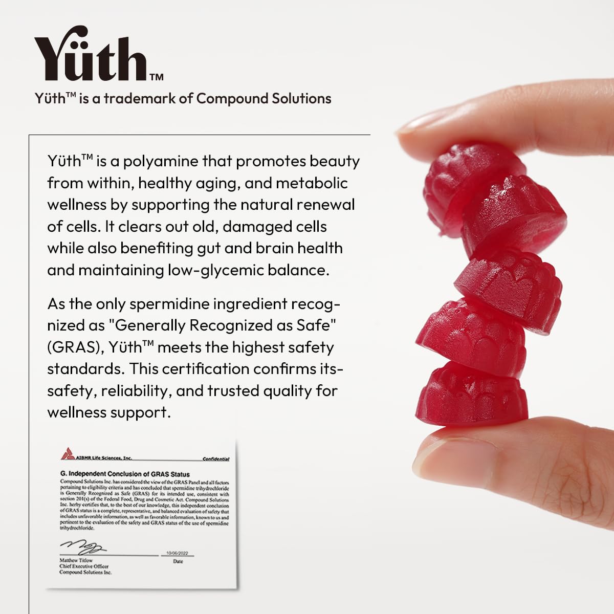 BIGVITA Yuth Gummies, informations nutritionnelles au dos